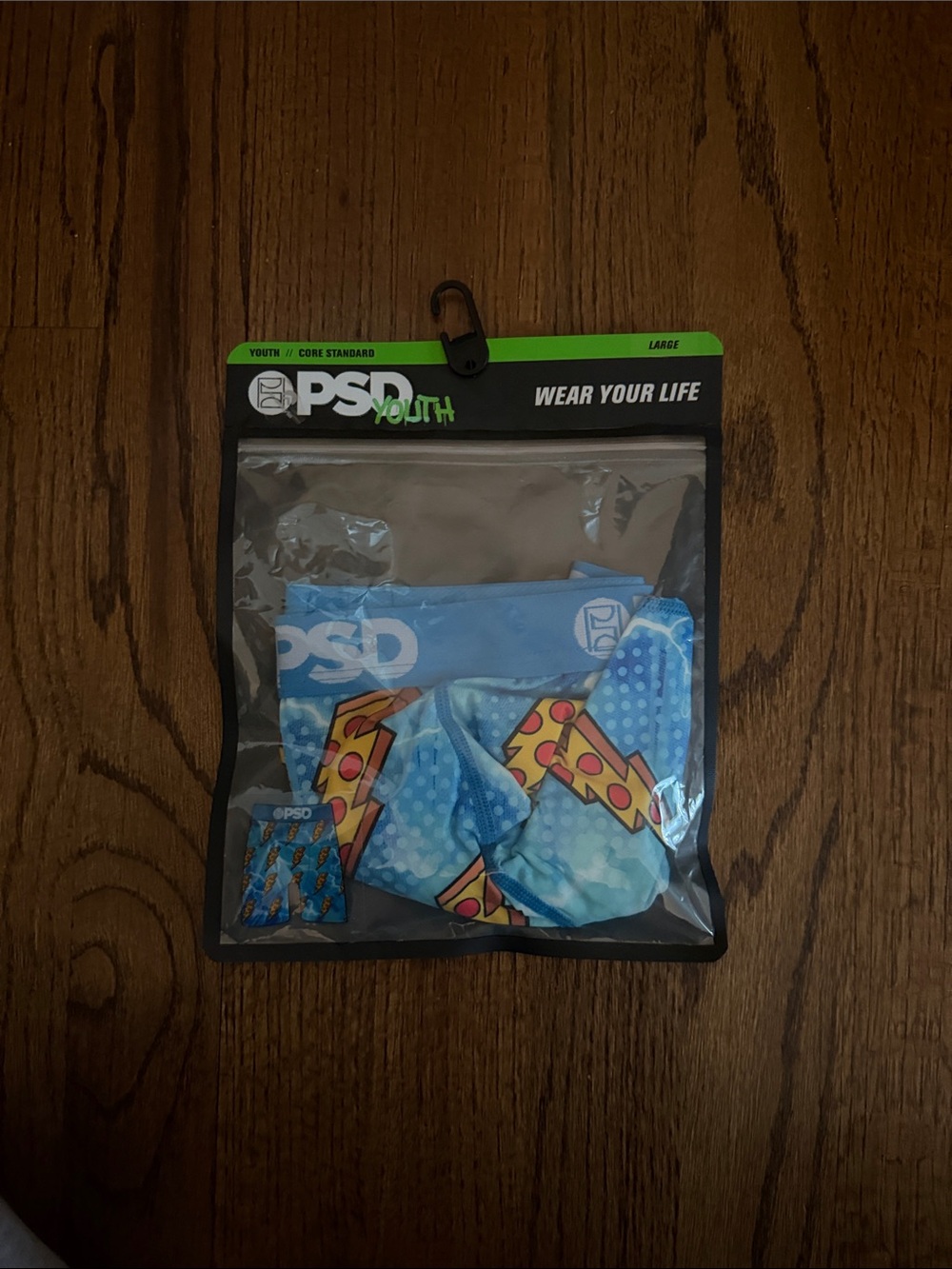PSD Boys Boxer Brief - Youth Light Blue Pizza Slice